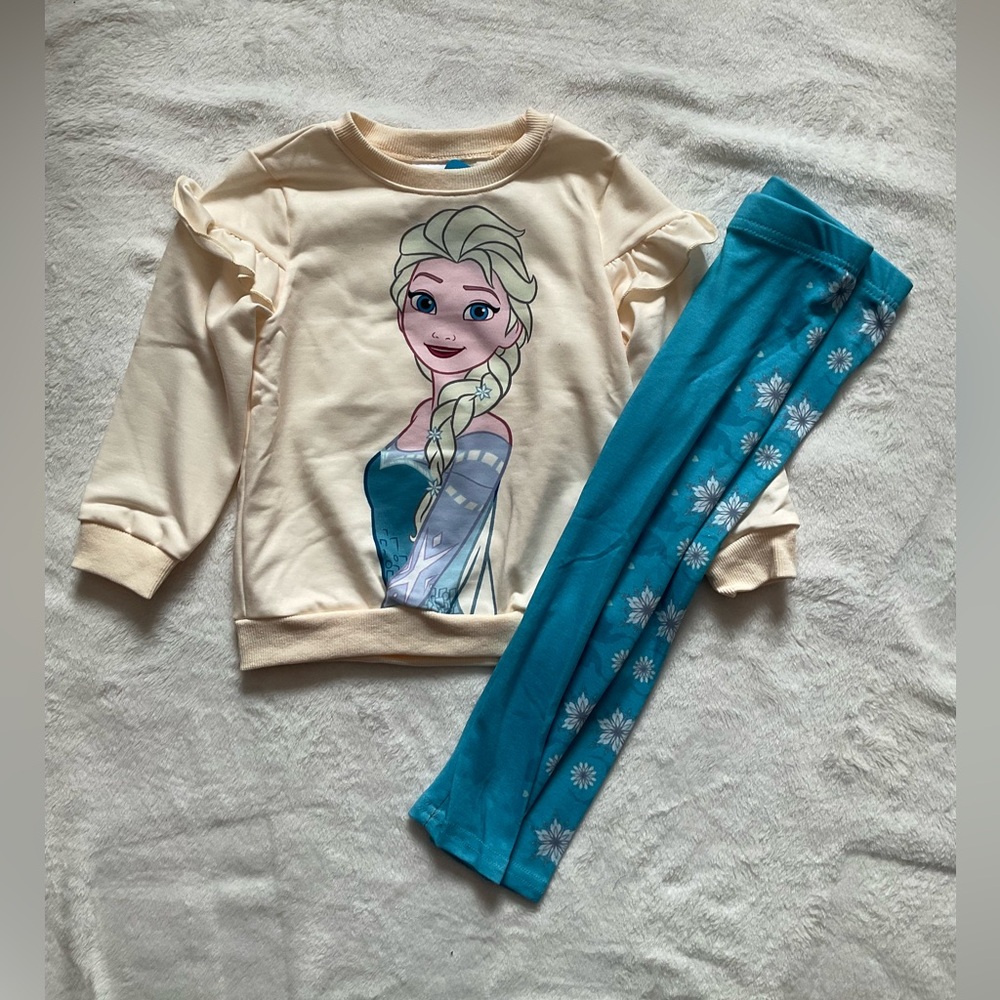 Disney FROZEN Elsa Sweatshirt & Snowflake Pants NWT